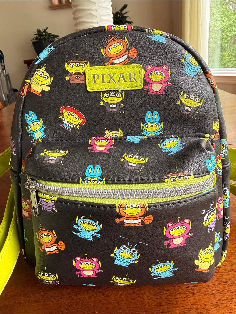 Pixar Loungefly Black Mini Backpack with Alien Print